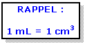 Zone de Texte: RAPPEL :

1 mL = 1 cm3
