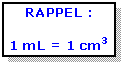 Zone de Texte: RAPPEL :

1 mL = 1 cm3
