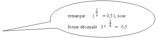 Bulle ronde: remarque :    (    = 0,5 ), sous  forme décimale   3     =   0,5

