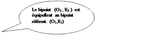 Bulle ronde: Le bipoint  (O2 , E2 )  est équipollent au bipoint référent. (O1,E1)